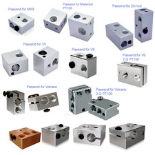 Heizblock passend für MK8 Volcano V5 V6 Ender CR-10 Anycubic Hotend Heatblock