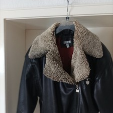Lederjacke Vintage Damen,schwarz, Kragen Lammfell abnehmbar