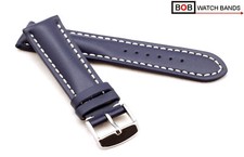 BOB Fliegeruhr Echtlederuhrband Kompatibel mit Breitling Blau Weissnaht 20/18 mm