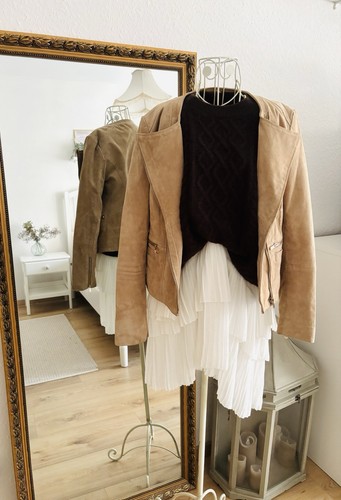 Beige echt leder jacke - leder, mango