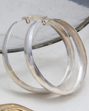 N37 Ohrringe große Kreolen gekerbt 60 mm Sterling Silber 925