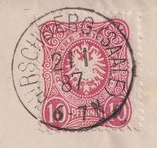 75401) HIRSCHBERG (SAALE) normwidriger Stempel 1887 auf Briefhülle nach Gera