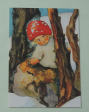1x Postkarten Mili Weber Pilzkind Fliegenpilz Kind Kunst Wald Fantasie