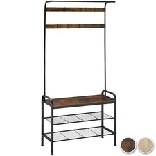Garderobenständer Garderobe Kleiderständer mit Schuhregal Metall Holz Industrie