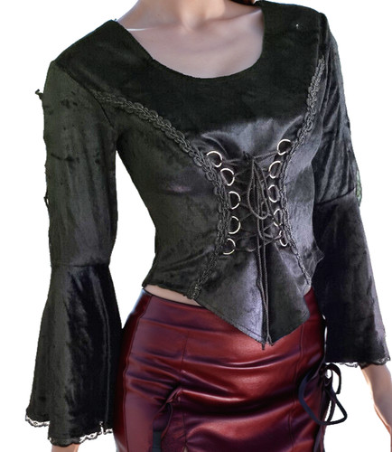 Samtbluse miederbluse gothic - samtbluse,