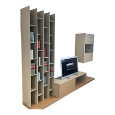 Gwinner Wohnwand Allio Holz Lack Oliv Eiche Satin