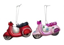 2 Stück Motorroller Vespa zum Hängen 11,5cm Glas Weihnachtshänger Geschenkhänger