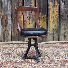 Antiker Dampfer Schiff Mahagoni Gusseisen Esszimmer Dreh Schreibtisch Bibliothek Stuhl