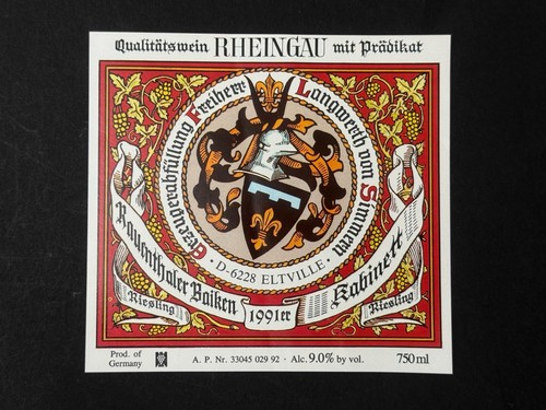 Weinetikett rauenthaler baiken - weinetikett,