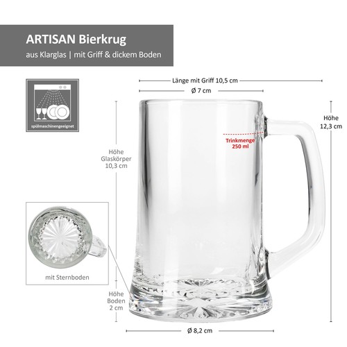 Artisan bierkrug 250ml mit - 4x,