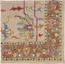 Nimbaft Teppich Orient Perser Rug Gabbeh Kelim Kilim Braun Quadrat Design 3D Lux
