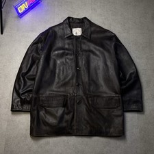 Vintage Leder Jacke Creazioni in Pelle XL 80s Mafia Chic Car Coat Made in Italy