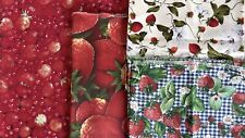 Patchworkstoffe Erdbeeren 4 verschiedene Designs Sommerstoff