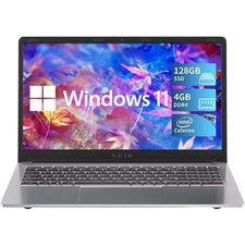 SGIN Büro Laptop 15,6 Zoll HD 4GB+128GB Intel Celeron Prozessor Win11 Mini HDMI