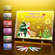 LED Leuchttafel Notiz Board Abwischbar DIY Neon Zeichenbrett inkl. 7 Stiften