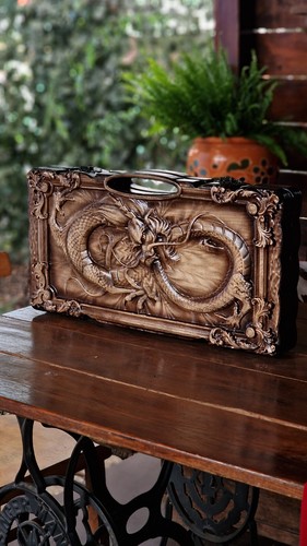 Kunstwerk backgammon drache - -,