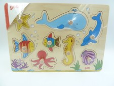 Steckpuzzle Meerestiere GOKI 9-teilig bunt Holz NEU Formspiel mehrfarbig