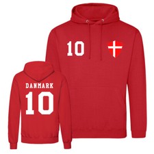 Herren Dänemark Hoodie Trikot Pullover mit Wunschname & Nummer WM Fußball Fun