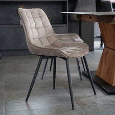 Esszimmerstühle Polsterstuhl Samt Stuhl Hellbraun 2er Set Esszimmer OUTLETWARE