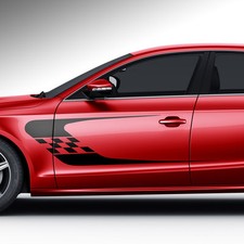 Seitendekor Rennflagge Karo Streifen Flagge Auto Aufkleber Dekor Sticker #1287