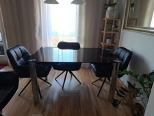 Schwarzer Glasesstisch 140×90×76 Tisch mit Glasplatte