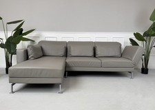 Brühl Moule Ecksofa Leder Sofa Grau Schlaffunktion Sofa Couch Chrom