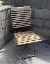 Gartenstuhl Holzstuhl grün lackiert Metall Holz massiv Vintage klappbar