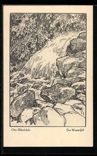 Künstler-AK Otto Ubbelohde: Aus dem Buche Meine Wälder, am Wasserfall 