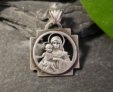 Wunderbarer 800 Silber Anhänger Heilige Maria Mutter Gottes Mit Jesuskind
