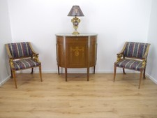 Empire Biedermeier Kommode Anrichte Konsole mit Marmorplatte halbrund um 1900