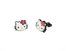Kinder Ohrringe Hello Kitty 925 Echt Silber Ohrstecker Mädchen Disney Süß 