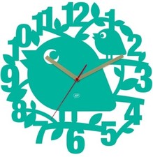 Vogel Wanduhr Bobby the Bird für Kinder grün Tiere Vögel Kinderzimmer Uhr