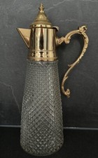  Kanne aus Kristallglas Vergoldetem Metall mit Diamantspitze 1930 Wein antike 