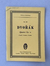 Noten. Dvorak. Quartet.  D moll. Opus 34.  Taschenpartitur.