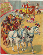 ÜÜ422 GLANZBILD ? ALTE ZEITEN - PFERDE CLOWN ZIRCUS  -  FORMAT ca. 185 x 234 mm