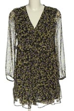 ZARA Volantkleid Damen Kleid Gr. DE 36 schwarz-blau-blassgelb Elegant