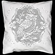 Kissenhülle Häkelspitze Eule Kissenbezug Baumwolle weiß 40cm x 40cm
