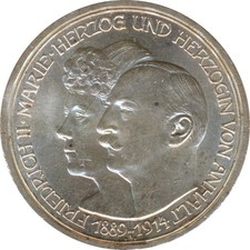 Anhalt 3 Mark 1914 A Silberne