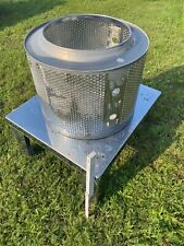 Feuerschale und Podest aus Edelstahl, Feuertonne, Waschmaschinentrommel, Fackel