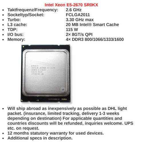 Intel xeon 2670 sr0kx - e5-2670,