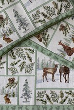 Sander Tisch-Set-Läufer-Kissen gefüllt "Hilja" Gobelin Tiere Wald Landhaus Grün