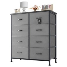 Kommode mit 8 Stoff Schubladen Aufbewahrungsschrank mit Griffen, Metallgestell