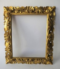 ANTIK FLORENTINER RAHMEN BILDERRAHMEN UM 1900 AUSSENMASS 32 x 28 cm HOLZ