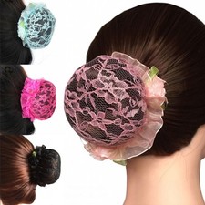 2x Haarnetz Dutt Netz Knotennetz Bun Blume Spitze Ballett Reiten Frisurenhilfe