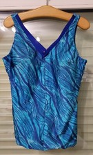 BADEMODE : Blaugemusterter Vollmieder Badeanzug in Gr.54 B