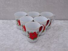 6 x Bohemia Porzellan Kaffeebecher Tasse Weihnachtsstern Goldrand Vintage 10 cm