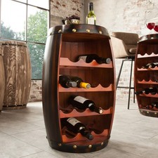 Weinregal BODEGA 60cm coffee braun Pinie Weinfass Flaschenregal Holzfass Schrank