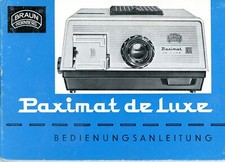 BRAUN NÜRNBERG Bedienungsanleitung PAXIMAT DE LUXE Projektor User Manual (Y5399