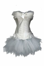 Corsage Kleid Mini Rock Petticoat Tütü creme weiss Wäschebeutel