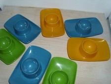 6 +1 = 7 bunte Eierbecher Kunststoff Fackelmann W.-Germany 70er Jahre Ei-Ablage